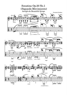 Three Sonatinas for Piano, Op.20: Sonatina No.1. Movement II, for guitar by Friedrich Kuhlau
