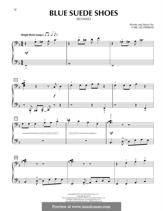 Blue Suede Shoes (Elvis Presley): For piano four hands by Carl Lee Perkins
