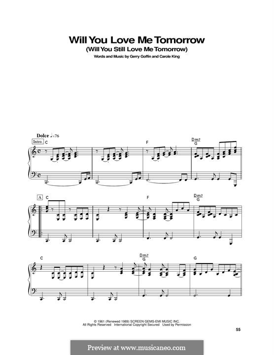 Will You Love Me Tomorrow (Will You Still Love Me Tomorrow): For piano by Carole King, Gerry Goffin