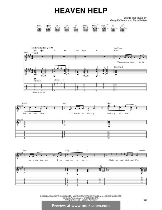 Heaven Help (Lenny Kravitz): For guitar by Gerry Deveaux, Terry Britten