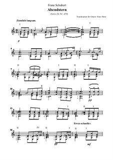 Abendstern (The Evening Star), D.806: For guitar by Franz Schubert