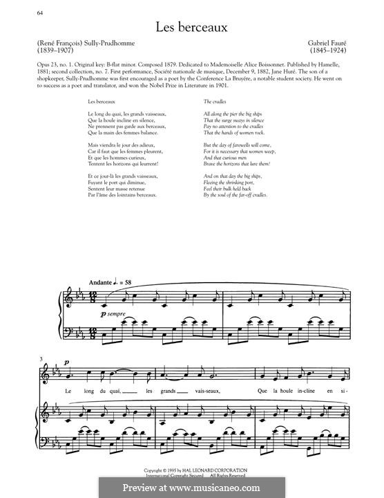 Three Songs, Op.23: No.1 Les Berceaux by Gabriel Fauré