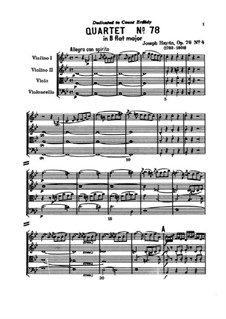 String Quartet No.63 in B Flat Major 'Sunrise', Hob.III/78 Op.76 No.4: Full score by Joseph Haydn