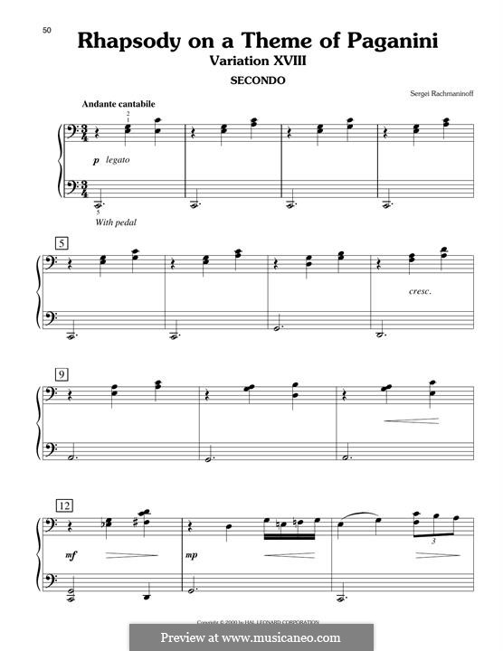 Rhapsody on a Theme of Paganini, Op.43: For piano by Sergei Rachmaninoff