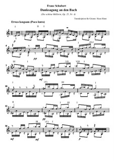 No.4 Danksagung an den Bach (A Song of Thanks to the Brook): For guitar by Franz Schubert