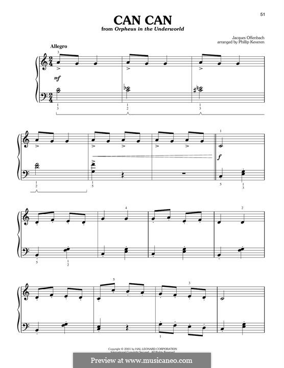 Can-Can (Printable Scores): For piano by Jacques Offenbach