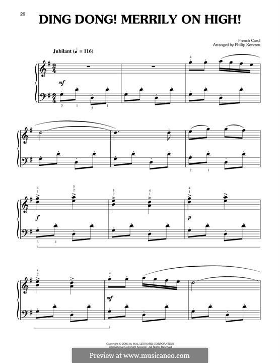 Ding Dong! Merrily on High (Printable Scores): For piano by folklore