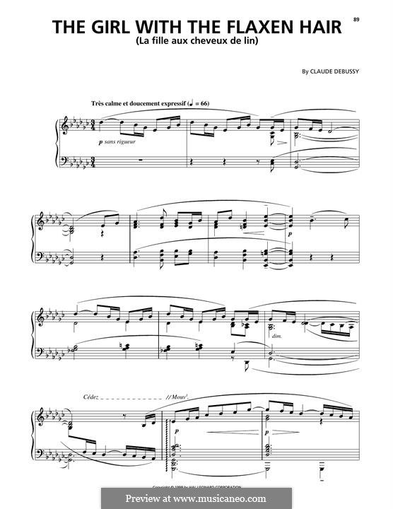 No.8 La fille aux cheveux de lin: For piano by Claude Debussy