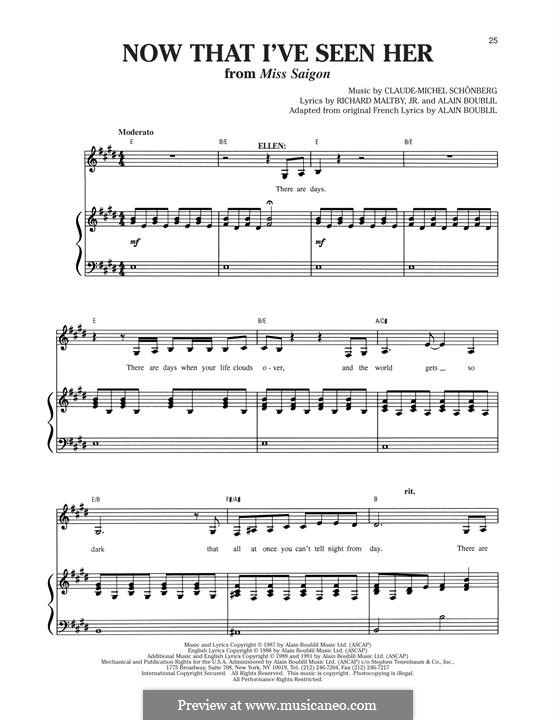 Now That I've Seen Her: For voice and piano by Claude-Michel Schönberg