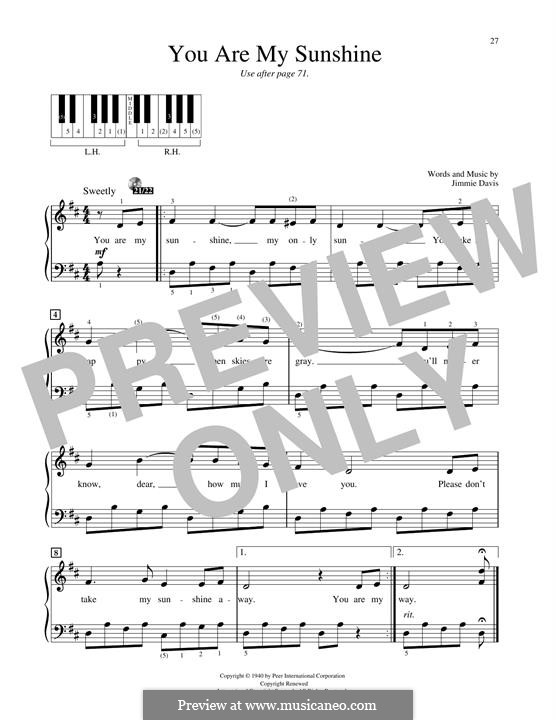You are My Sunshine: For piano by Jimmie Davis