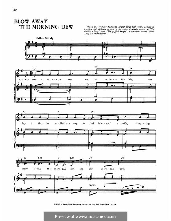 Blow away the morning dew: For voice and piano (or guitar) by folklore
