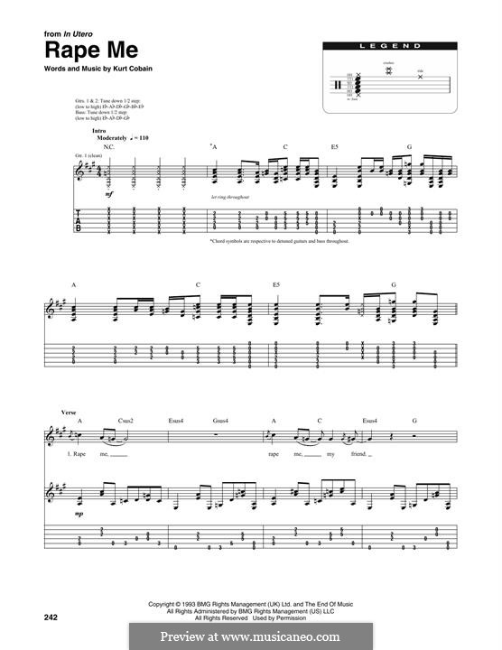 Rape Me (Nirvana): Transcribed score by Kurt Cobain