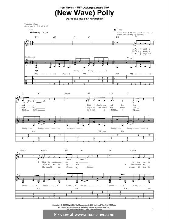 (New Wave) Polly (Nirvana): For guitar by Kurt Cobain
