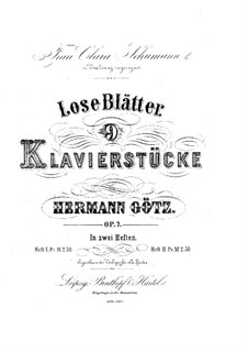 Nine Piano Pieces 'Loose Leaves', Op.7: Nr.1 Durch Feld und Buchenhallen by Hermann Goetz