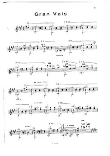 Grand Waltz : For guitar by Francisco Tárrega