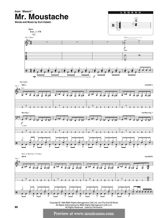 Mr. Moustache (Nirvana): Transcribed score by Kurt Cobain