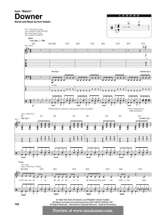 Downer (Nirvana): Transcribed score by Kurt Cobain