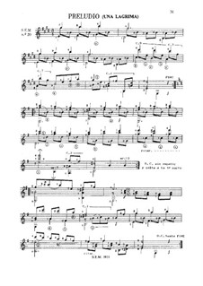 Lagrima. Prelude: For guitar by Francisco Tárrega