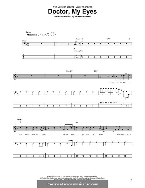 Doctor, My Eyes: For bass guitar with tab by Jackson Browne