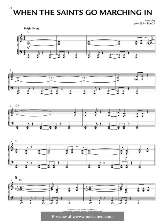 When the Saints Go Marching In: For piano by James Milton Black