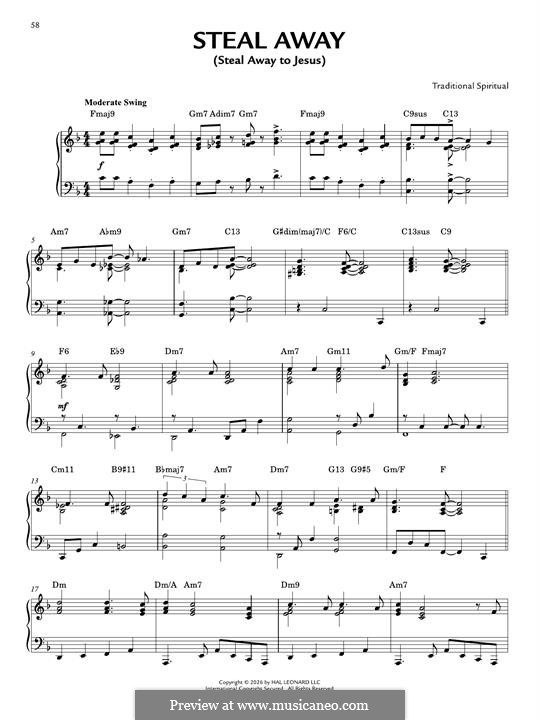 Steal Away (Steal Away To Jesus): For piano (jazz version) by folklore