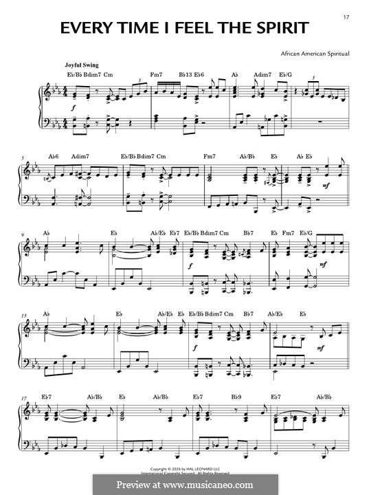 Every Time I Feel the Spirit: For piano (jazz version) by folklore
