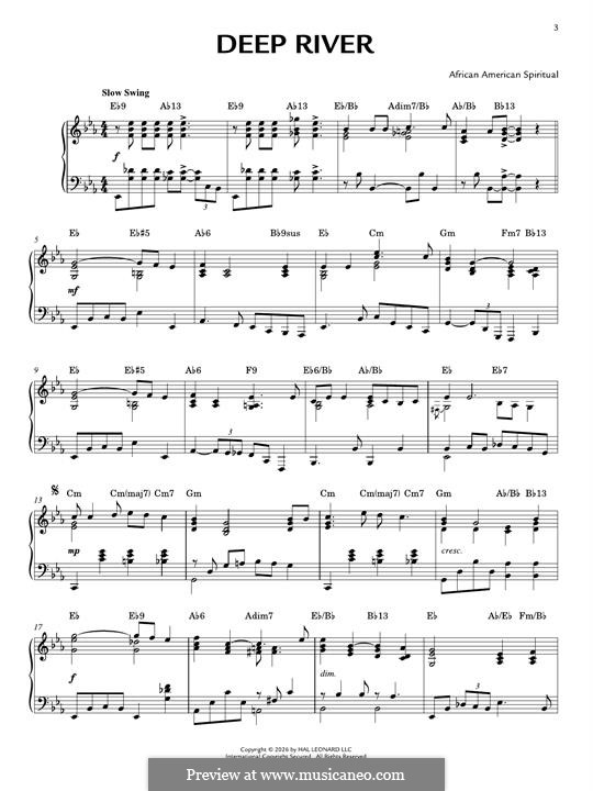 Deep River: For piano (jazz version) by folklore