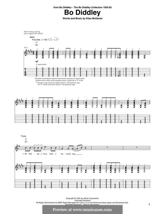 Bo Diddley (Bo Diddley): For guitar with tab by Ellas McDaniel