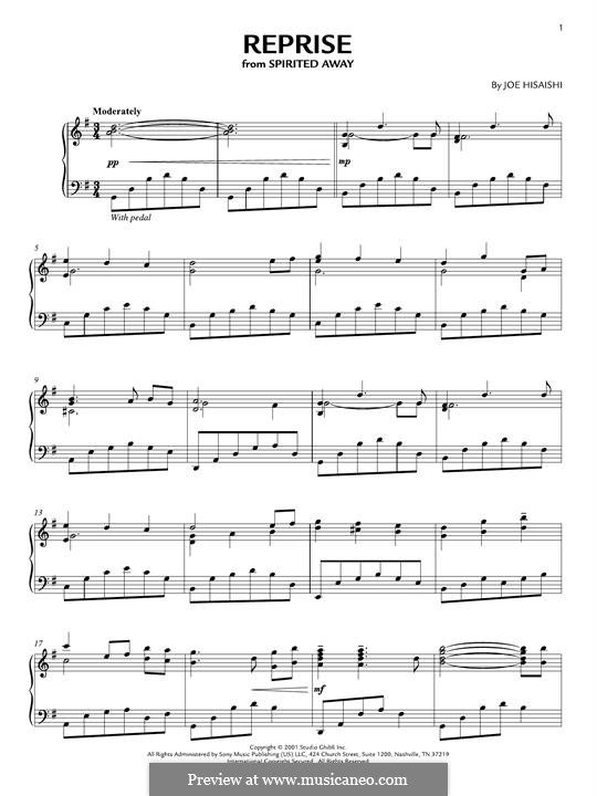Reprise ... (from Spirited Away): For piano by Joe Hisaishi