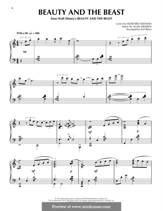 Piano version: For a single performer by Alan Menken