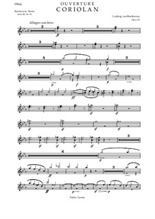 Ouvertüre Coriolan (Coriolanus Overture), Op.62: Oboe Part by Ludwig van Beethoven