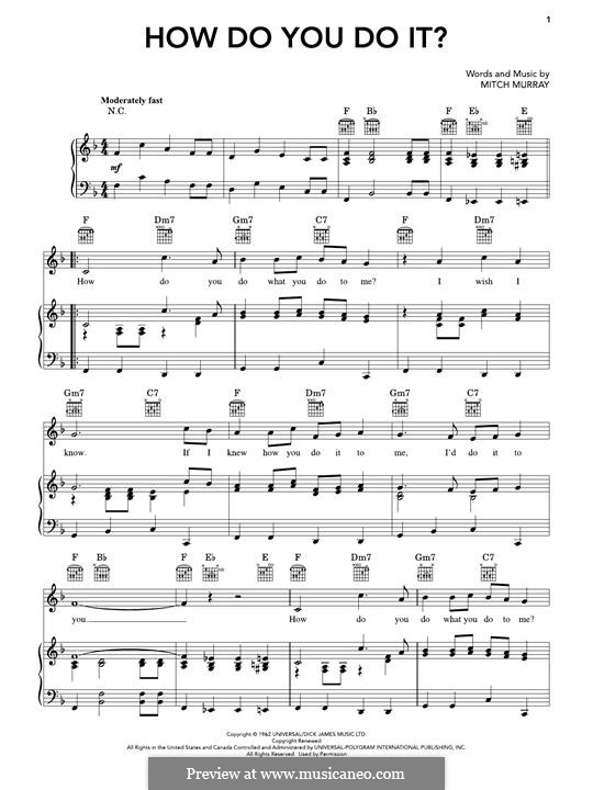 How Do You Do It? (Gerry and The Pacemakers): For voice and piano (or guitar) by Mitch Murray