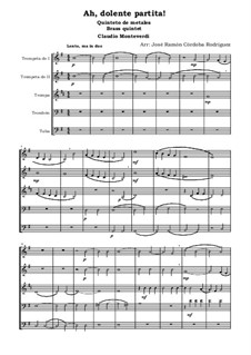 Book 4 (a cinque voci), SV 75–93: No.01 Ah, Dolente partita! Brass quintet by Claudio Monteverdi