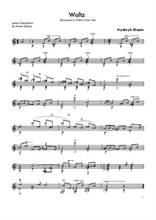 Waltz in A Minor, B.150 KK IVb/11: For guitar by Frédéric Chopin