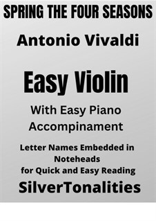Violin Concerto No.1 in E Major 'La primavera' (Printable Scores), RV 269: Movement I, for easy violin and piano by Antonio Vivaldi