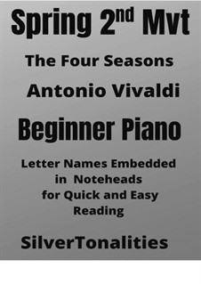 Violin Concerto No.1 in E Major 'La primavera' (Printable Scores), RV 269: Movement IV, for beginner piano by Antonio Vivaldi