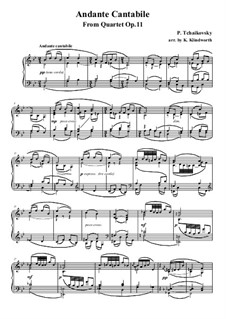 String Quartet No.1 in D Major, TH 111 Op.11: Movement II, for piano by Pyotr Tchaikovsky