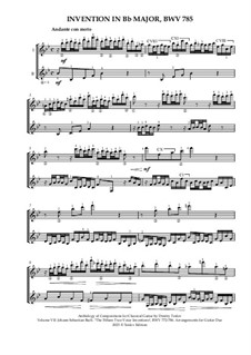 No.14 in B Flat Major, BWV 785: For two guitars by Johann Sebastian Bach