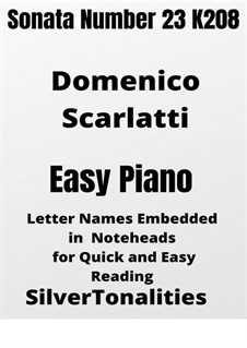 Sonata No.238 in A Major, K.208 L.238 P.315: For easy piano by Domenico Scarlatti