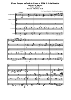 Ach Gott, wie manches Herzeleid (Oh God, How Much Heartache), BWV 3: Wenn Sorgen auf mich dringen, for brass quintet by Johann Sebastian Bach