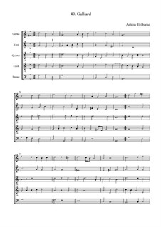 Galliard in G Major for String Quintet: Full score by Anthony Holborne