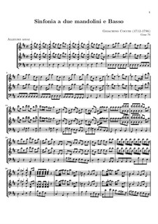 Symphony for Two Mandolins and Basso Continuo: Full score by Gioacchino Cocchi