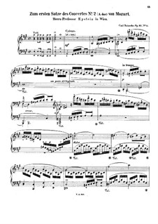 Cadenzas, Op.87: No.11 to Movement I of Piano Concerto in A Major by Mozart by Carl Reinecke