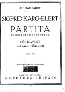 Partita in G Minor for Piano, Op.113: For a single performer by Sigfrid Karg-Elert