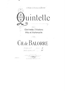 Quintet for Clarinet and Strings: Cello part by Charles de Balorre