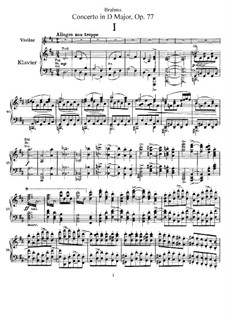 Concerto for Violin and Orchestra in D Major, Op.77: Version for violin and piano – score, part by Johannes Brahms