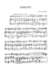 Romance for Viola and Orchestra, Op.85: Version for viola and piano – score, solo part by Max Bruch