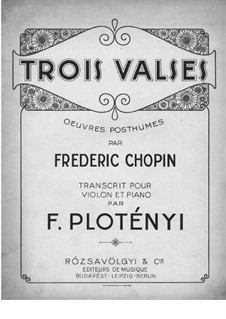 Waltzes, Op. posth.70: For violin and piano by Frédéric Chopin