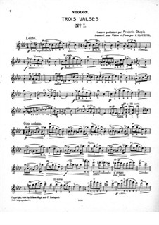 Waltzes, Op. posth.70: For violin and piano – violin part by Frédéric Chopin