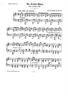 Nine Songs and Ballads, Op.69: No.4 Des Liebsten Schwur (The Lover's Vow), for Piano by Johannes Brahms